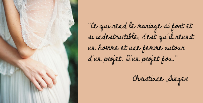 Le livre pour préparer son mariage : l'éloge du mariage de Christiane Singer